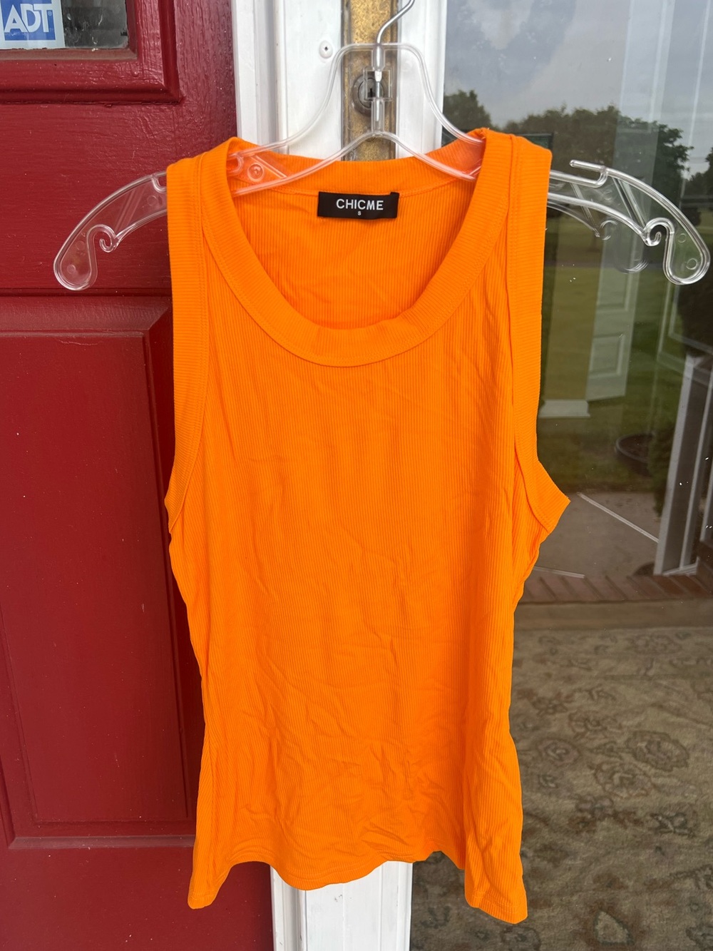 CHICME Orange Ribbed Tank Top